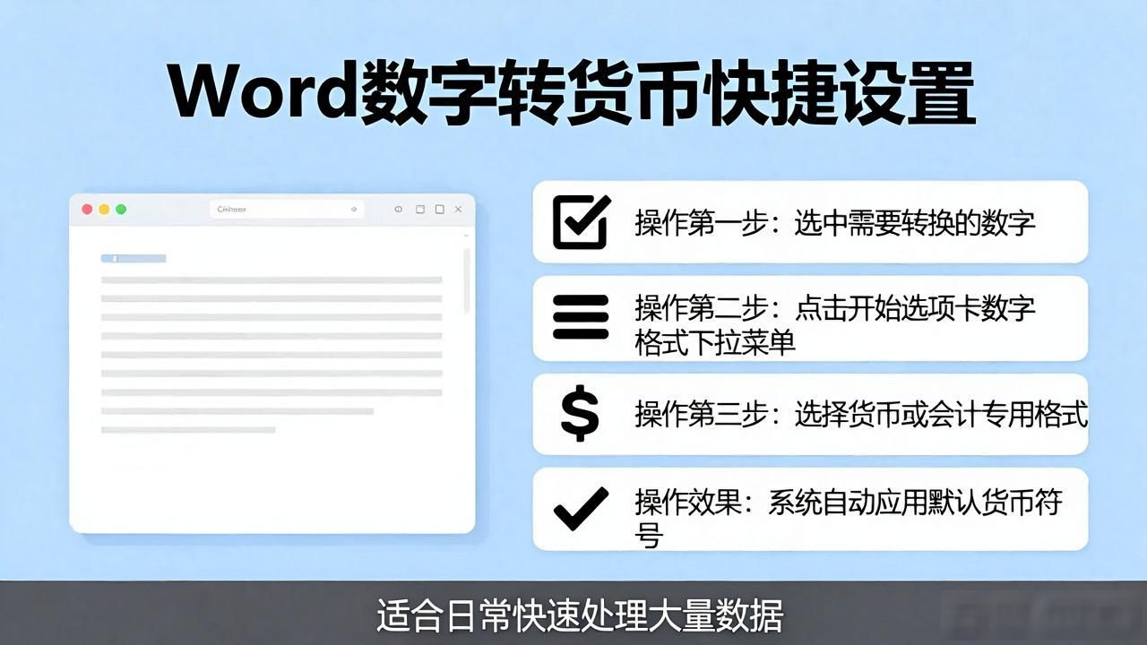 word中数字改成货币符号_Word快速转换数字为货币格式_Word设置货币符号格式